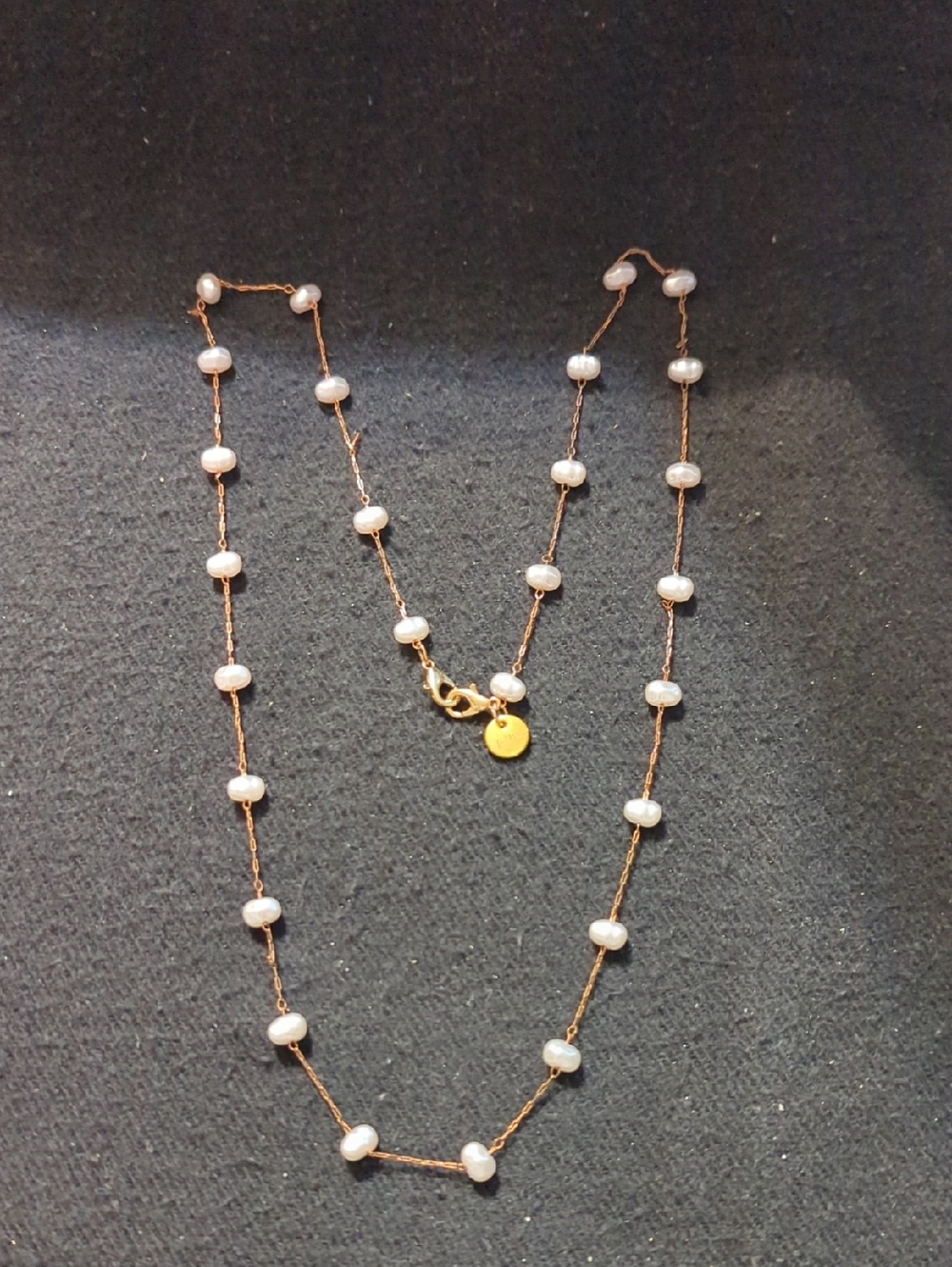 Packed Party Copper Tone White Faux Pearl Station Statement Necklace